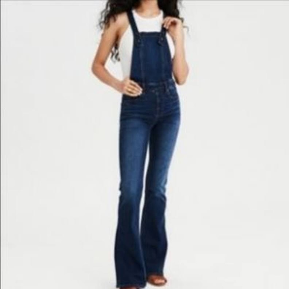 American Eagle Denim Flare Overalls